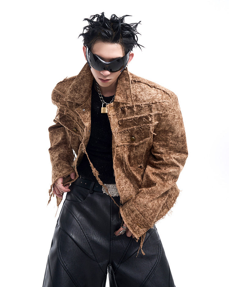 Retro Distressed Short Cotton Jacket
