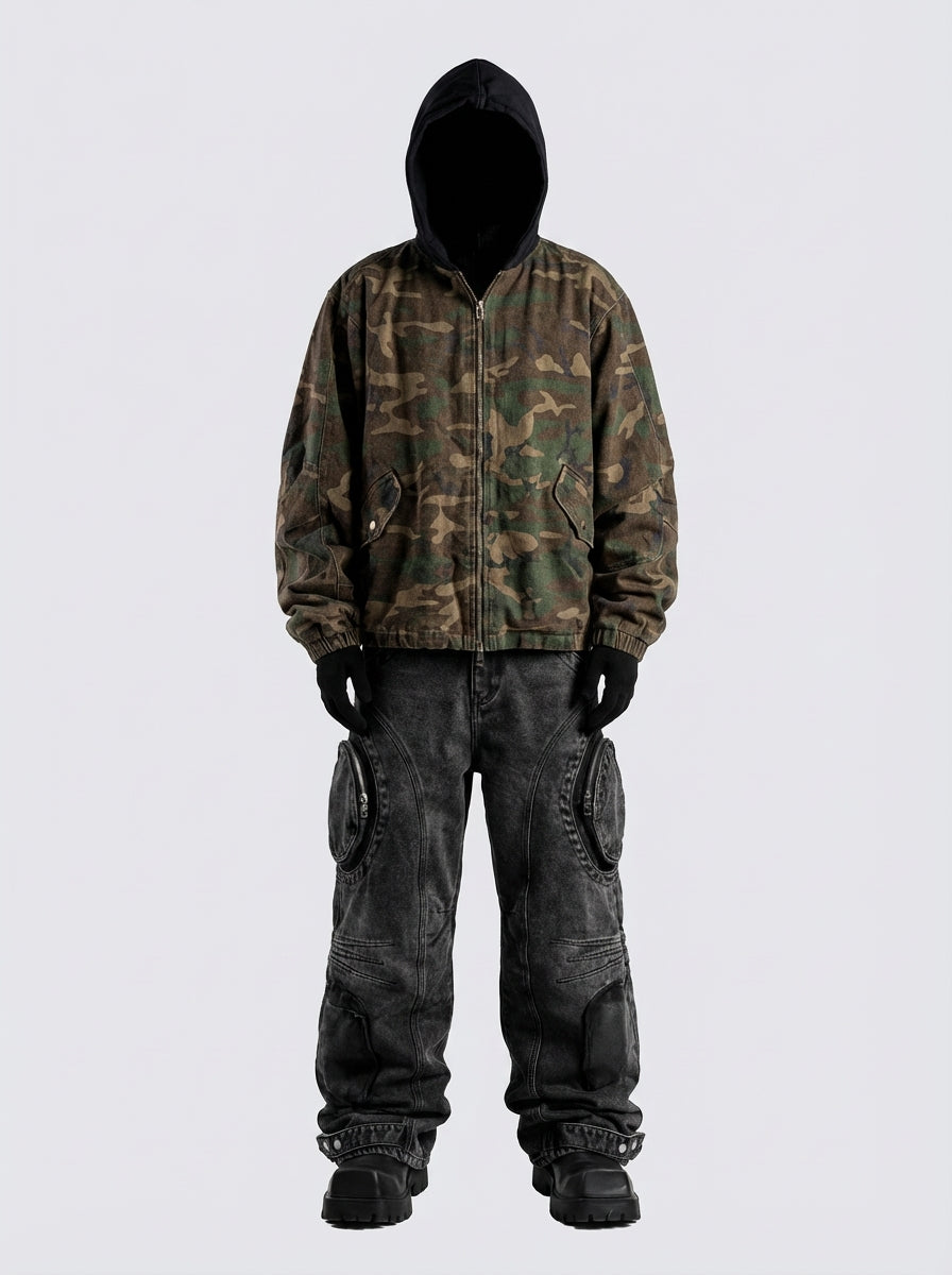 Camouflage Hooded Zip Jacket