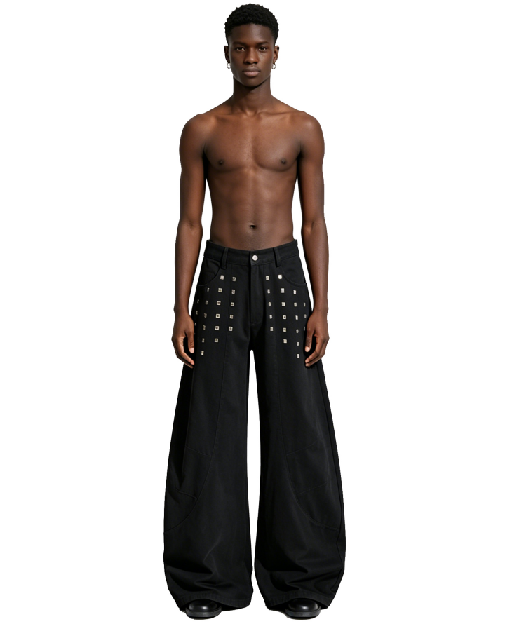 American Street Studded Wide-Leg Cargo Pants