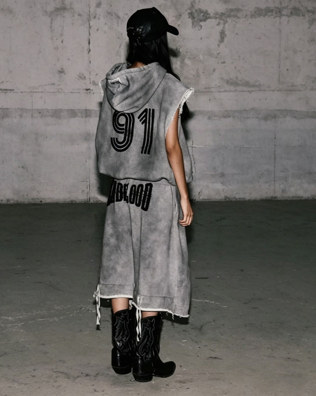 Vintage Washed Sleeveless Zip Hoodie Vest